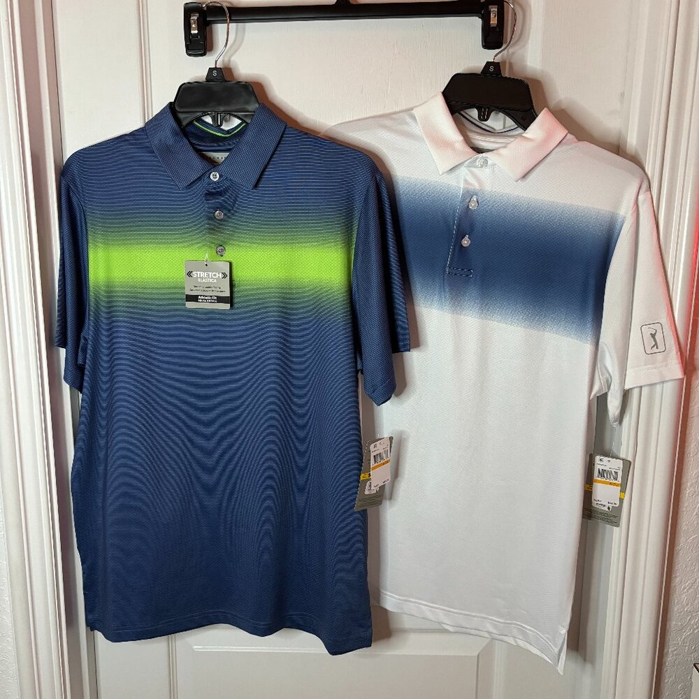 PGA Tour Pro Series Men's Athletic Fit Short Sleeve Polo Shirt, Size S, Lot of 2